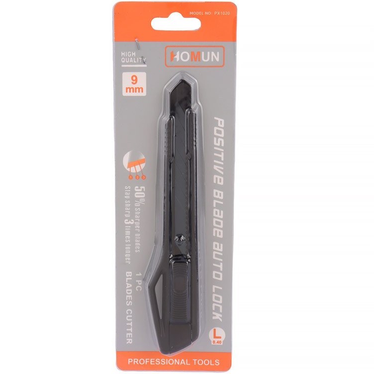 کاتر پلاستیکی هومان مدل PX1020 | تیغه 9mm قابل تعویض | ریل فلزی مقاوم | طراحی 6 تکه | ضدلغزش | هنر افق